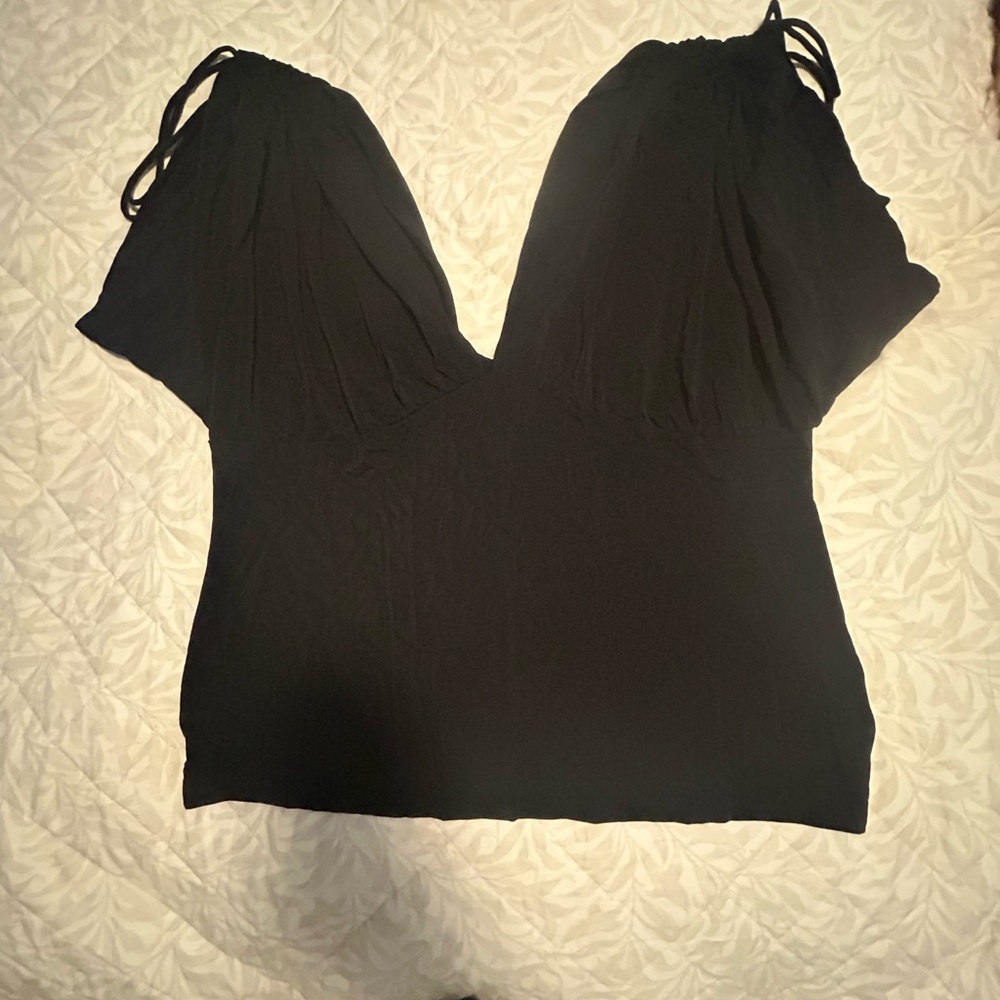Banana Republic Black V-Neck Short Sleeve Blouse